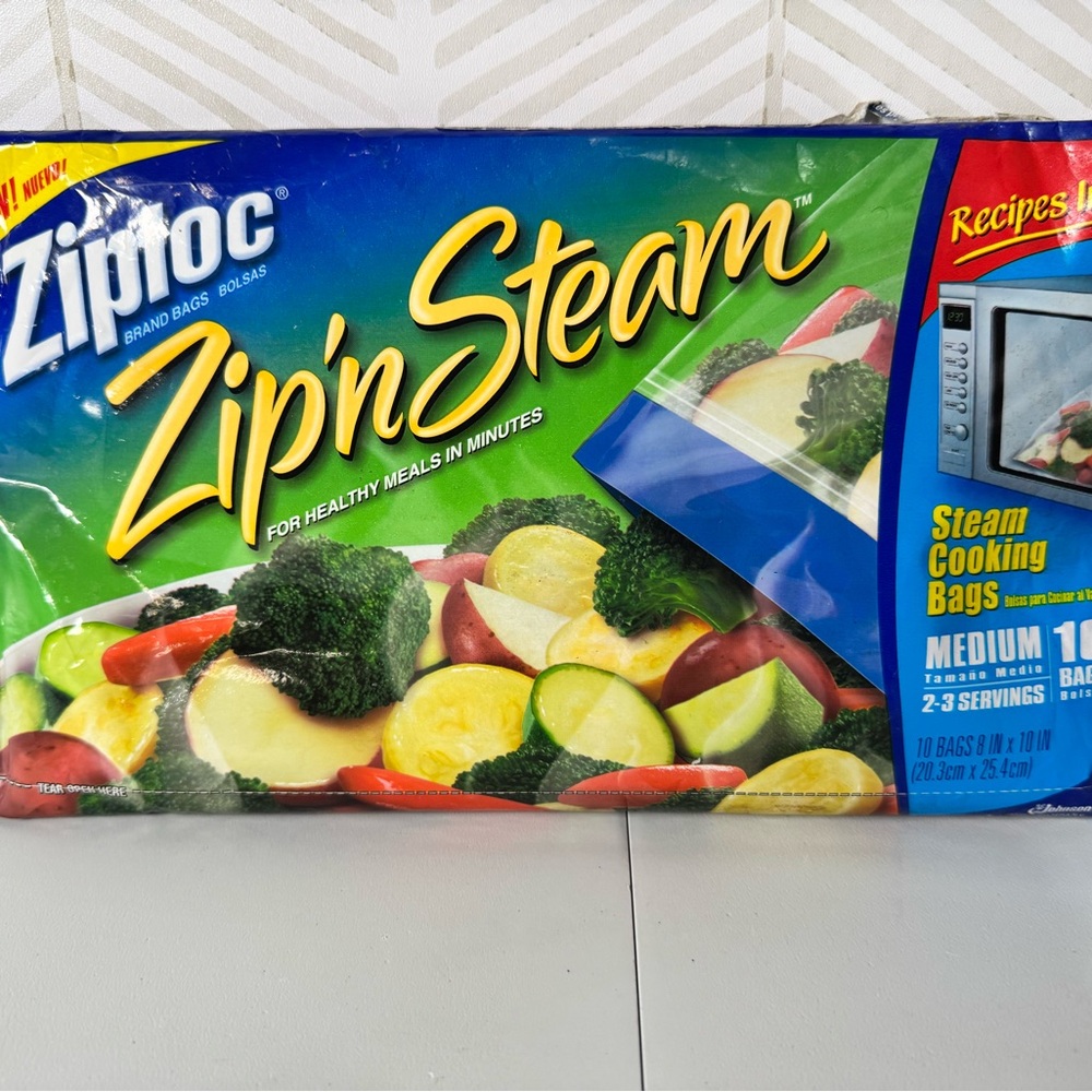 Ziploc Zip'N Steam Medium Cooking Bag-Pack‎ of 10~DISCONTINUED NEW SEALED